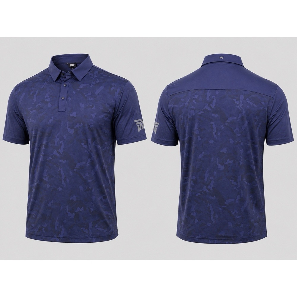 PXG GOLF Polo Shirt MENS 2XL NAVY Camo Snap PERFORMANCE Casual Stretch NWOT